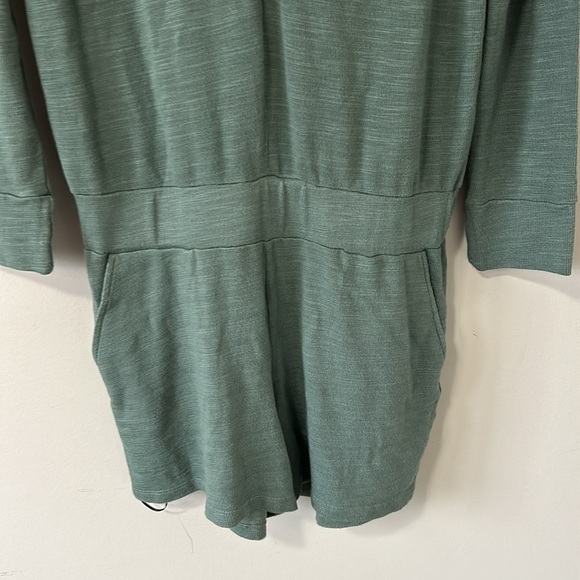 Monrow Romper Super Soft Zip Up Hooded Shorts Cactus Green Sz S NEW - Picture 8 of 15